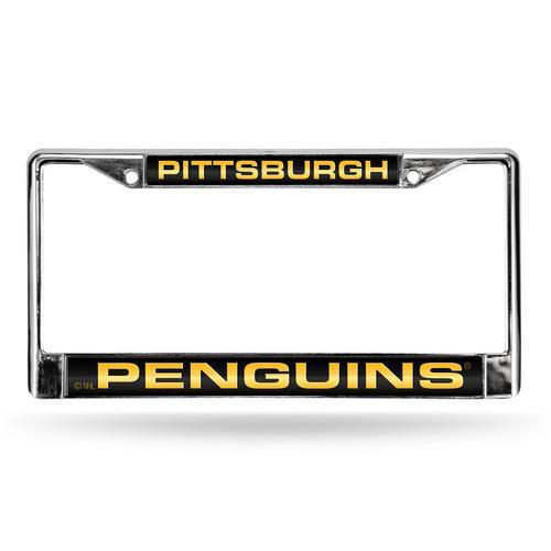 Pittsburgh Penguins NHL Chrome Laser Cut License Plate Frame