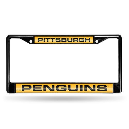 Pittsburgh Penguins NHL Laser Cut Black License Plate Frame