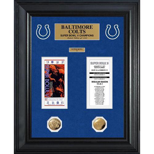 Baltimore Colts Super Bowl Ticket and Game Coin Collection Framed