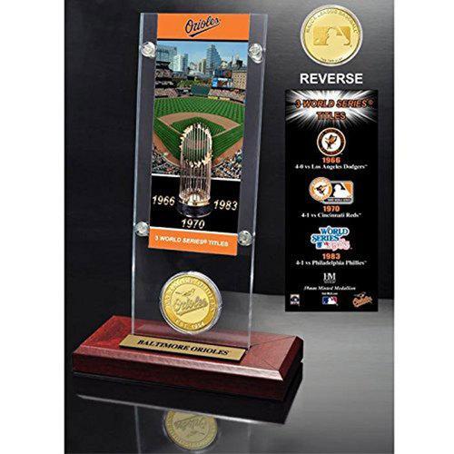 Baltimore Orioles World Series Ticket &amp; Bronze Coin Acrylic Desktop