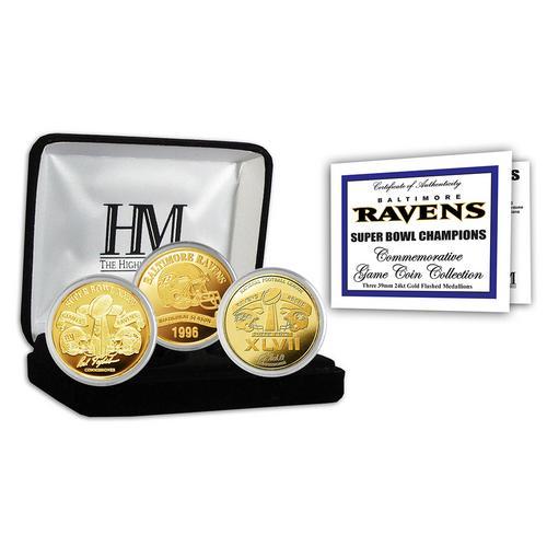 Baltimore Ravens 2-time Super Bowl Champions Gold Game Coin Set