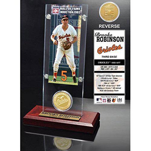 Brooks Robinson Hall of Fame" Ticket &amp; Bronze Coin Acrylic Desk Top"