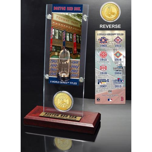 Boston Red Sox World Series Ticket &amp; Bronze Coin Acrylic Desk Top