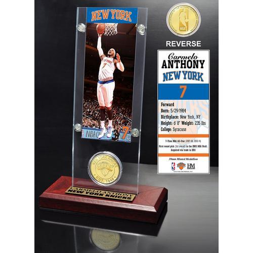 Carmelo Anthony Ticket &amp; Bronze Coin Acrylic Desk Top