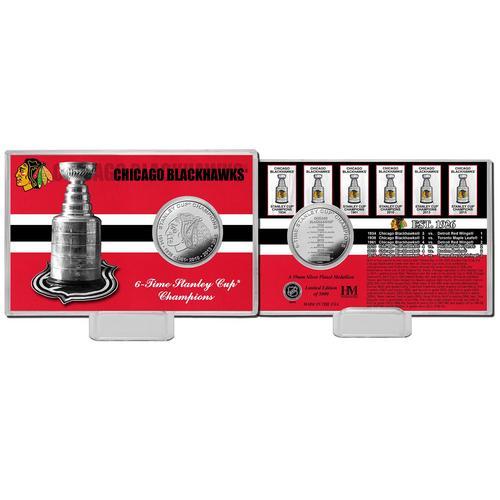 Chicago Blackhawks 6-time Stanley Cup Champions Silver Coin Card