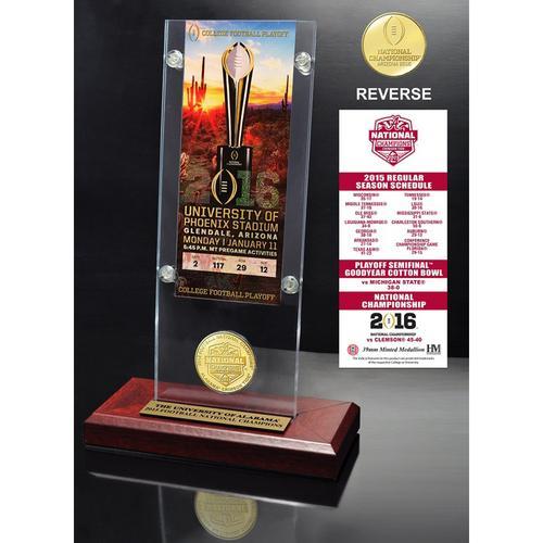 Alabama 2015 College Football National Champions Ticket &amp; Bronze Coin Acrylic Desktop