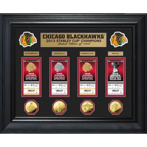 Chicago Blackhawks Stanley Cup Ticket and Gold Coin Collection