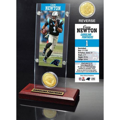 Cam Newton Ticket &amp; Bronze Coin Acrylic Desk Top