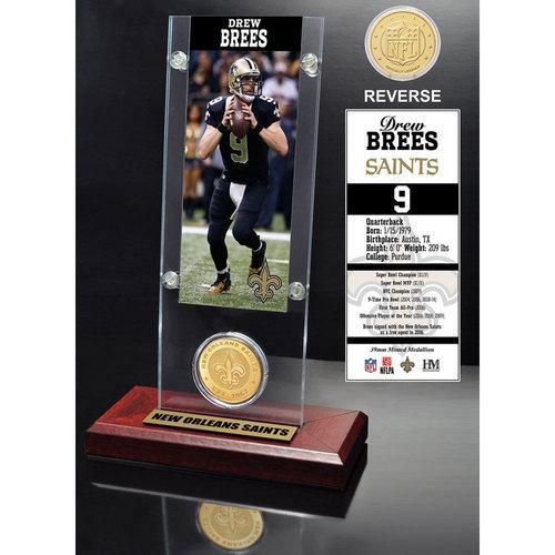 Drew Brees Ticket &amp; Bronze Coin Acrylic Desk Top