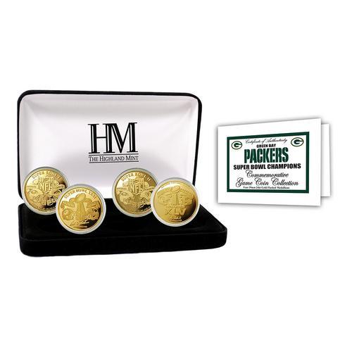 Green Bay Packers 4-time Super Bowl Champions Gold Game Coin Set