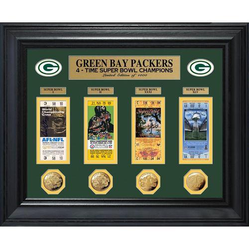 Green Bay Packers Super Bowl Ticket and Game Coin Collectible Frame