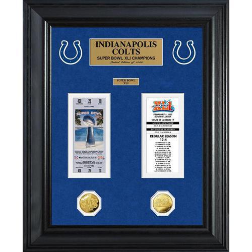 Indianapolis Colts Super Bowl Ticket and Game Coin Collection Framed