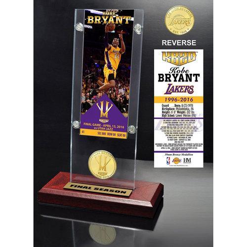 Kobe Bryant Final Season Ticket &amp; Bronze Coin Acrylic Desk Top