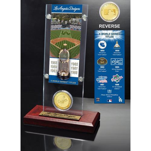 Los Anges Dodgers World Series Ticket &amp; Bronze Coin Acrylic Desk Top