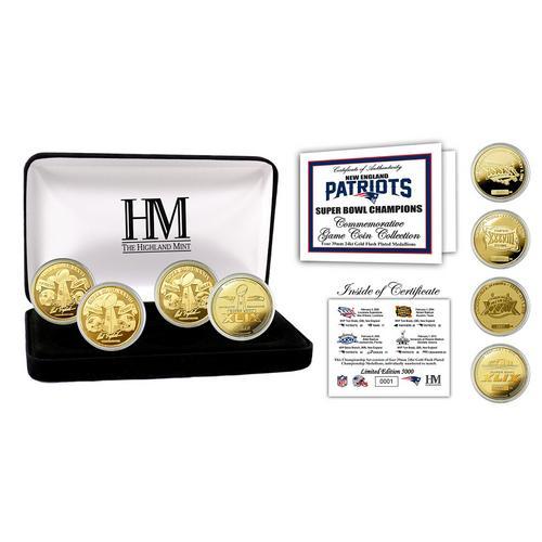 New England Patriots 4-time Super Bowl Champions Gold Coin Set