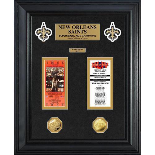 New Orleans Saints Super Bowl Ticket and Game Coin Collection Framed