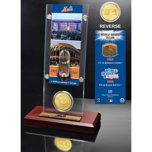 New York Mets World Series Ticket &amp; Bronze Coin Acrylic Desk Top