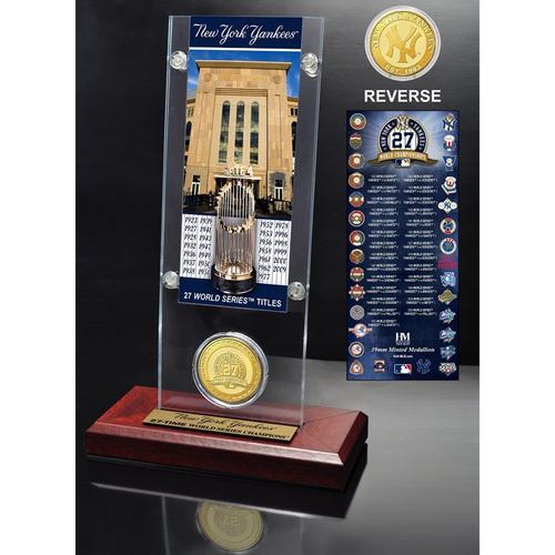 New York Yankees World Series Ticket &amp; Bronze Coin Acrylic Desk Top