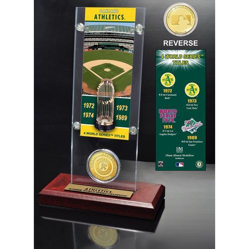 Oakland Athletics World Series Ticket &amp; Bronze Coin Acrylic Desk Top