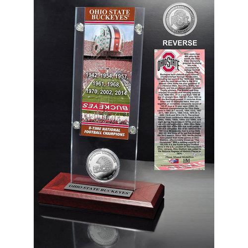 Ohio State University 8-Time National Champions" Ticket &amp; Minted Coin Acrylic Desk Top"