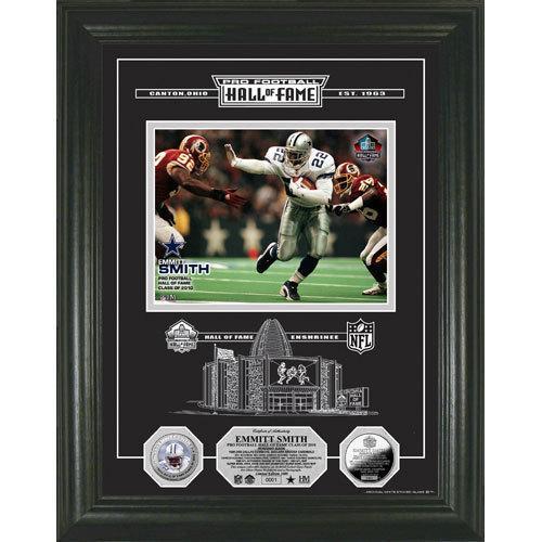 Emmitt Smith Silver Coin HOF Induction Etched Glass Photo Mint