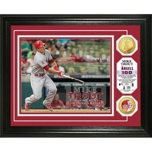 Mike Trout 100/100" Record Gold Coin Photo Mint"