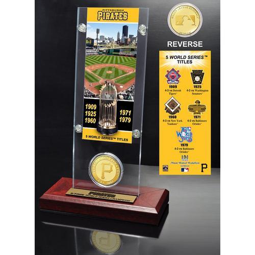 Pittsburgh Pirates World Series Ticket &amp; Bronze Coin Acrylic Desk Top