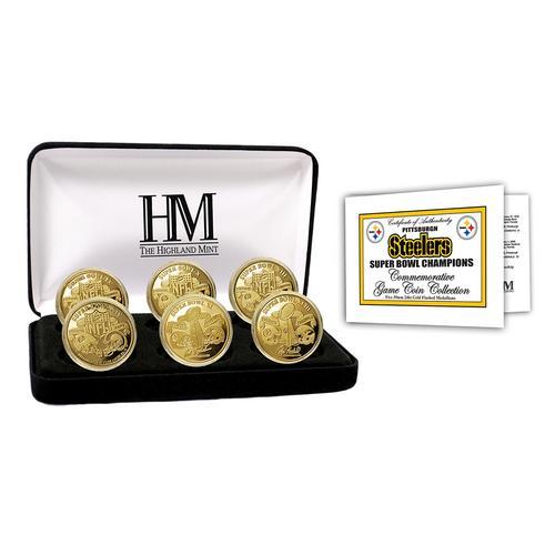 Pittsburgh Steelers 6-time Super Bowl Champions Gold Game Coin Set