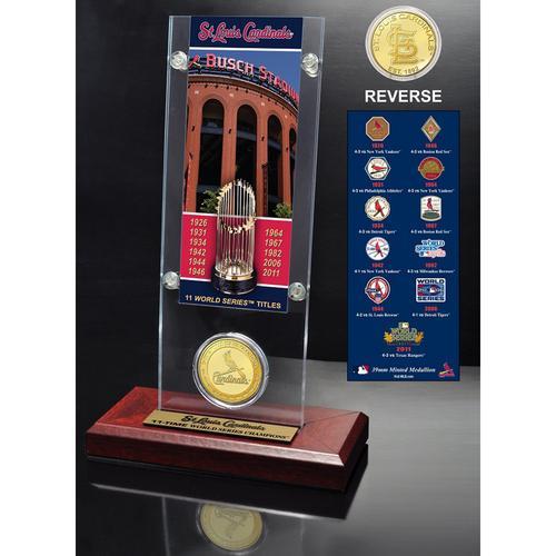 St. Louis Cardinals World Series Ticket &amp; Bronze Coin Acrylic Desk Top